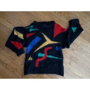 Vintage 80s Abstract Jeffrey Roberts Hand Knit In England Sweater Amazing